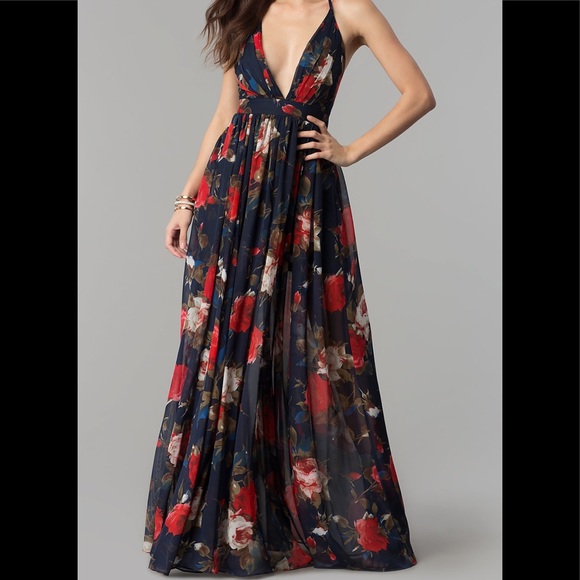 Dresses & Skirts - Navy Chiffon Formal Prom Dress